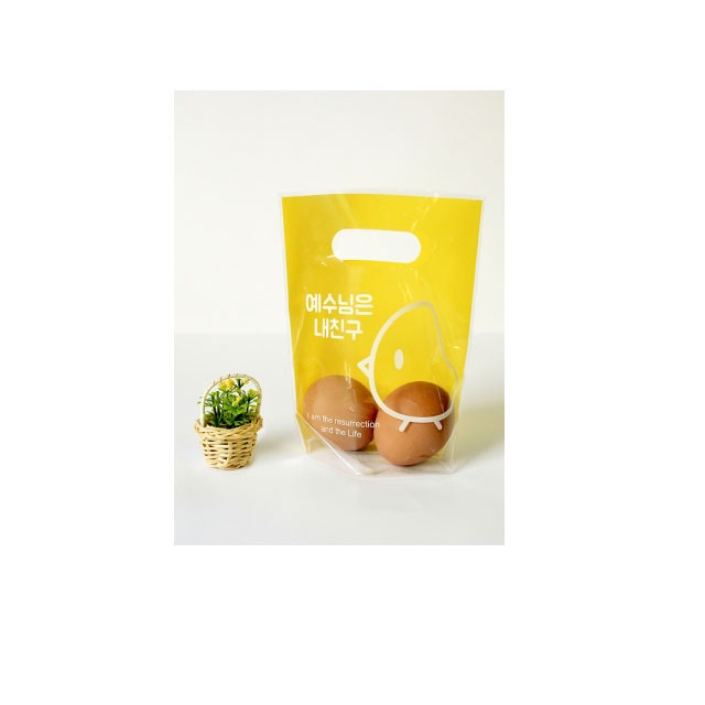 경지사 부활절 계란 비닐 가방 KJ-23 병아리(20매) 2구 손잡이 비닐봉투