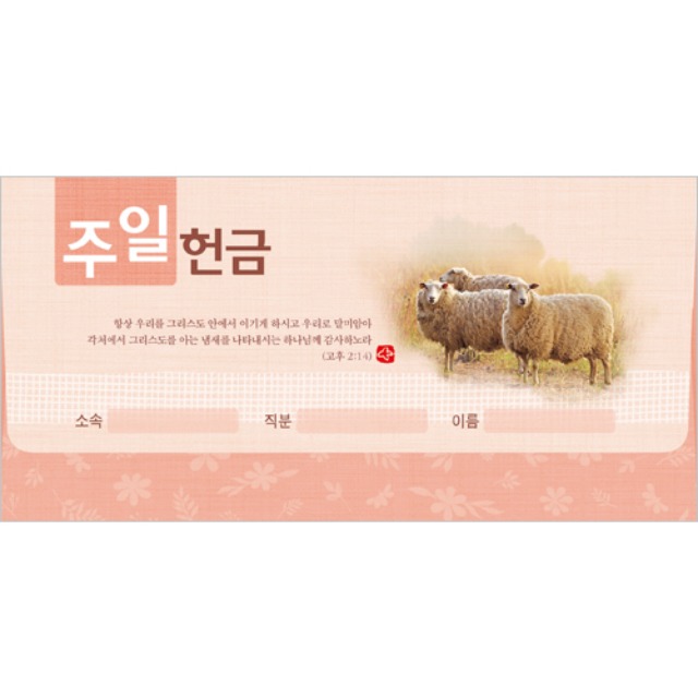 진흥팬시 주일 헌금봉투 타공 3951 (20매입)