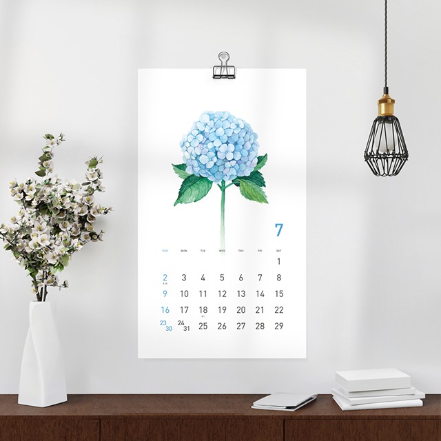 피콕 2023 수케시오 포스터형 캘린더-꽃 달력 시선 (주문 제작)